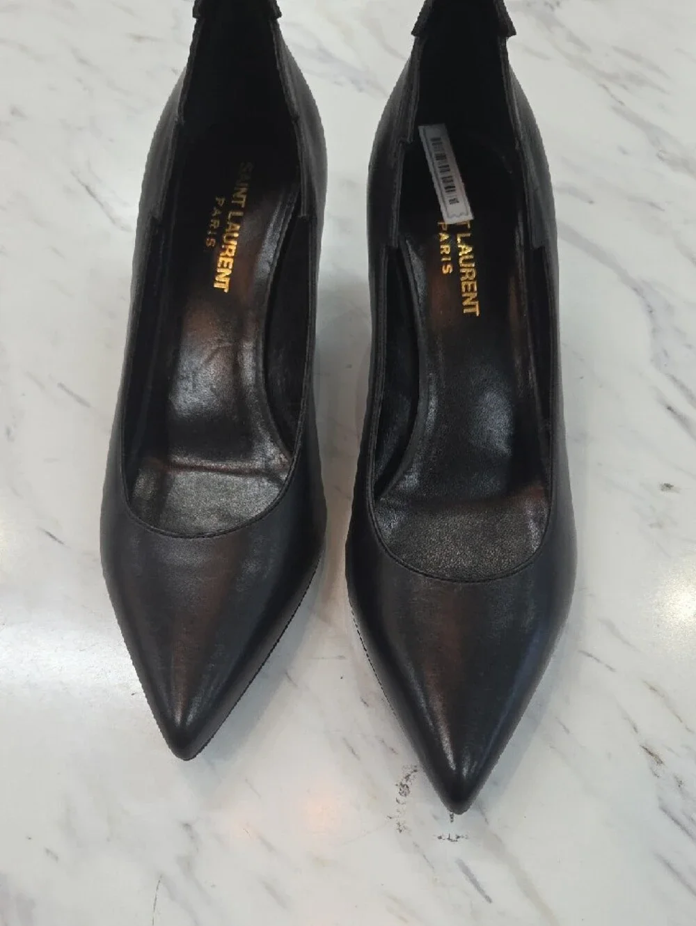 Yves Saint Laurent Black Pointed Kitten Heel Pumps